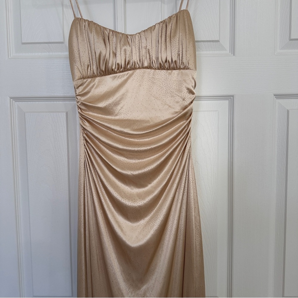 Vintage City Triangles Dress 28” 90’s Y2K Maxi Gown Gold Glitter Fairy Goth Prom - Picture 5 of 17